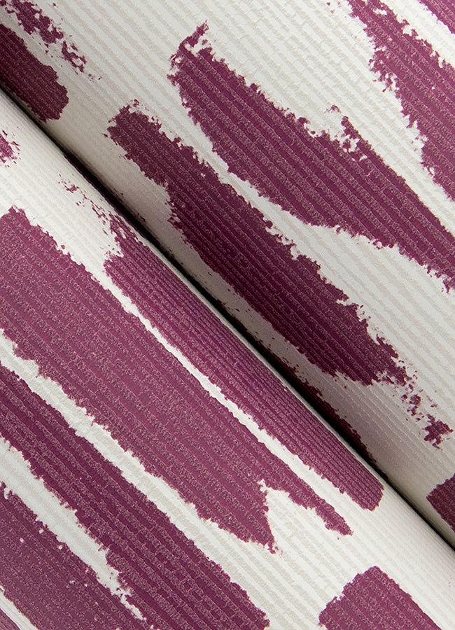 Myrtle Purple Abstract Stripe Wallpaper  | Brewster Wallcovering - The WorkRm