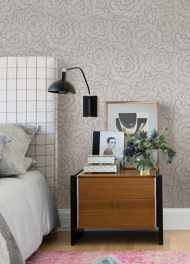 Periwinkle Sterling Textured Floral Wallpaper - Brewster Wallcovering