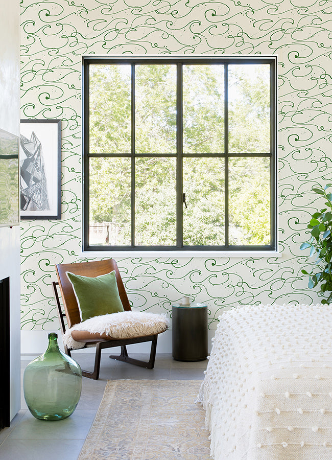 Kuroshio Green Ocean Wave Wallpaper - Brewster Wallcovering