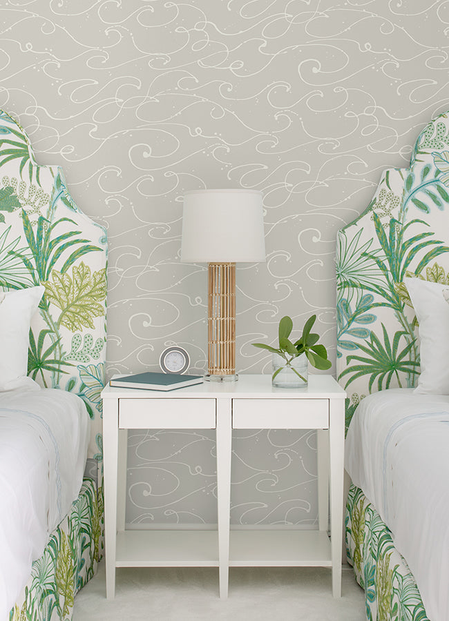 Kuroshio Taupe Ocean Wave Wallpaper  | Brewster Wallcovering - The WorkRm