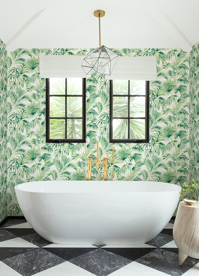 Manaus Green Palm Frond Wallpaper - Brewster Wallcovering