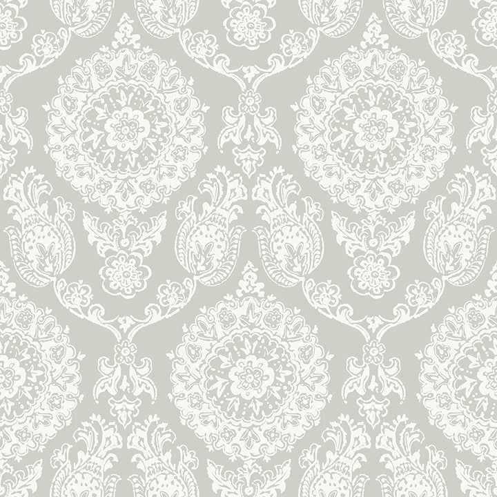 Picture of Helm Damask Taupe Floral Medallion Wallpaper