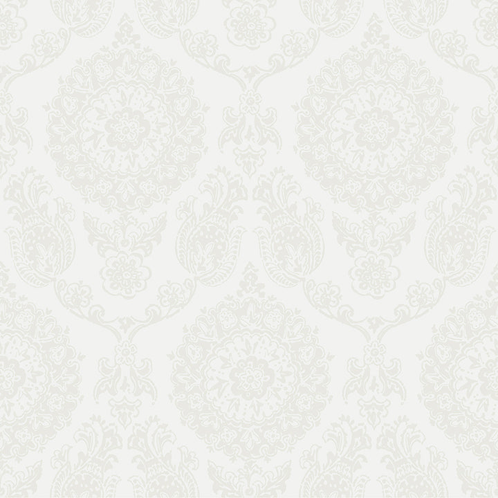 Picture of Helm Damask White Floral Medallion Wallpaper