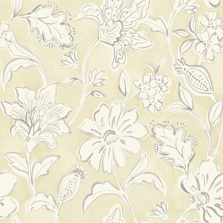 Picture of Plumeria Yellow Floral Trail Wallpaper