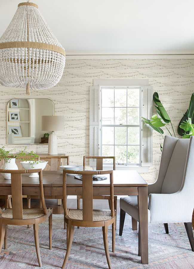 Rannell Beige Abstract Scallop Wallpaper  | Brewster Wallcovering - The WorkRm