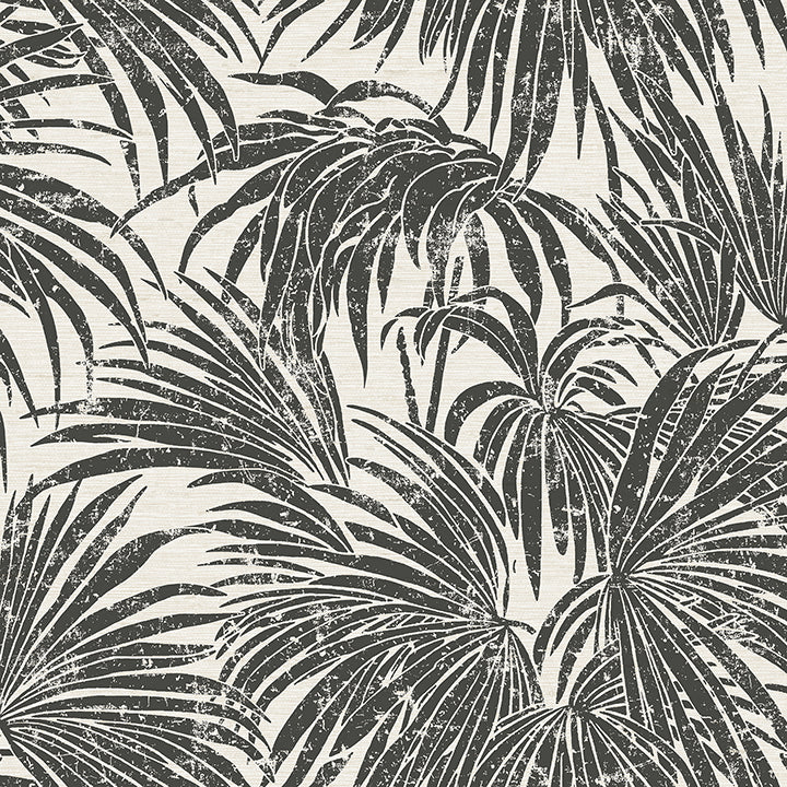 Picture of Black & White Cassava Palm Peel and Stick Wallpaper