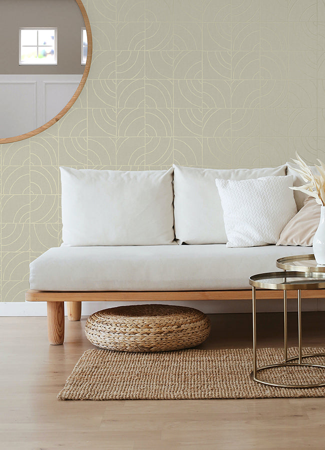 Taupe Batik Blok Peel and Stick Wallpaper - Brewster Wallcovering