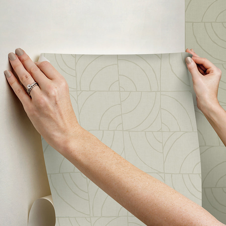 Taupe Batik Blok Peel and Stick Wallpaper  | Brewster Wallcovering - The WorkRm