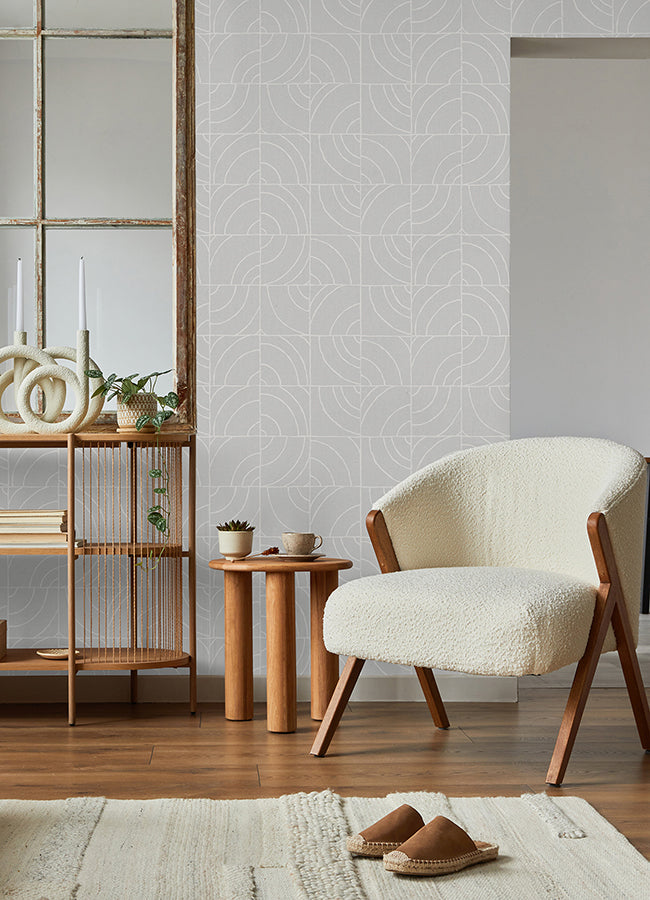 Grey Batik Blok Peel and Stick Wallpaper - Brewster Wallcovering