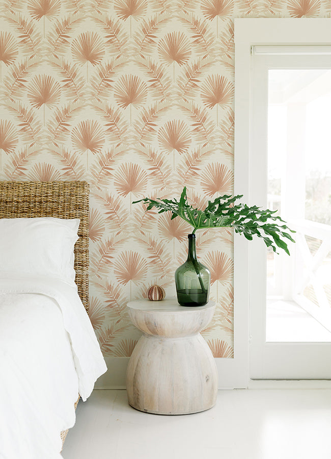 Calla Rust Painted Palm Wallpaper  | Brewster Wallcovering - The WorkRm