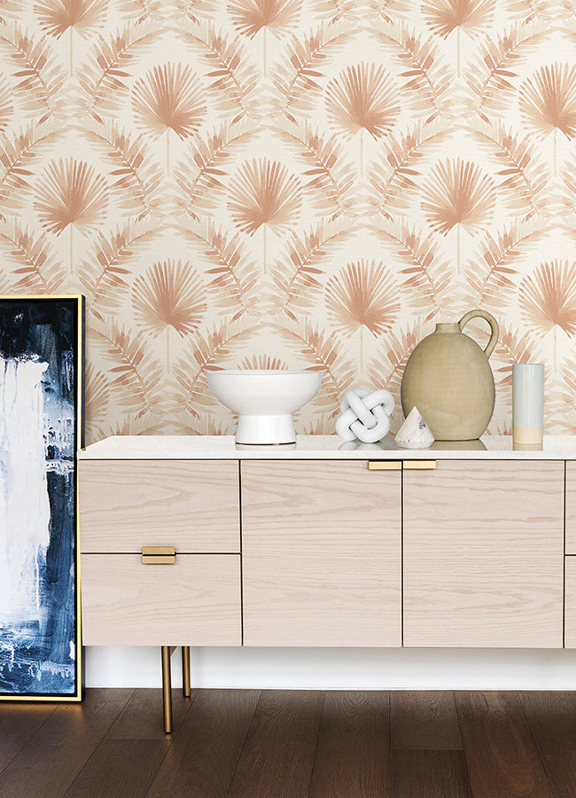 Calla Rust Painted Palm Wallpaper  | Brewster Wallcovering - The WorkRm