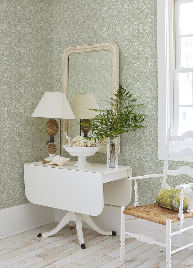 Elma Sage Fiddlehead Wallpaper  | Brewster Wallcovering - The WorkRm