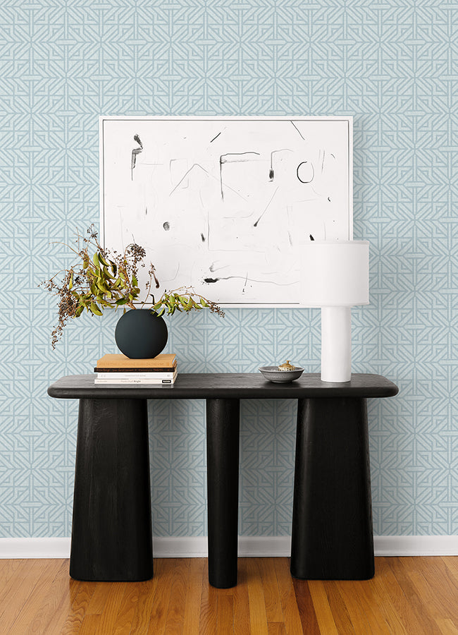 Hesper Sky Blue Geometric Wallpaper - Brewster Wallcovering