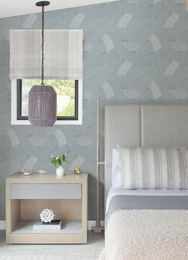 Tania Denim Woven Abstract Wallpaper - Brewster Wallcovering