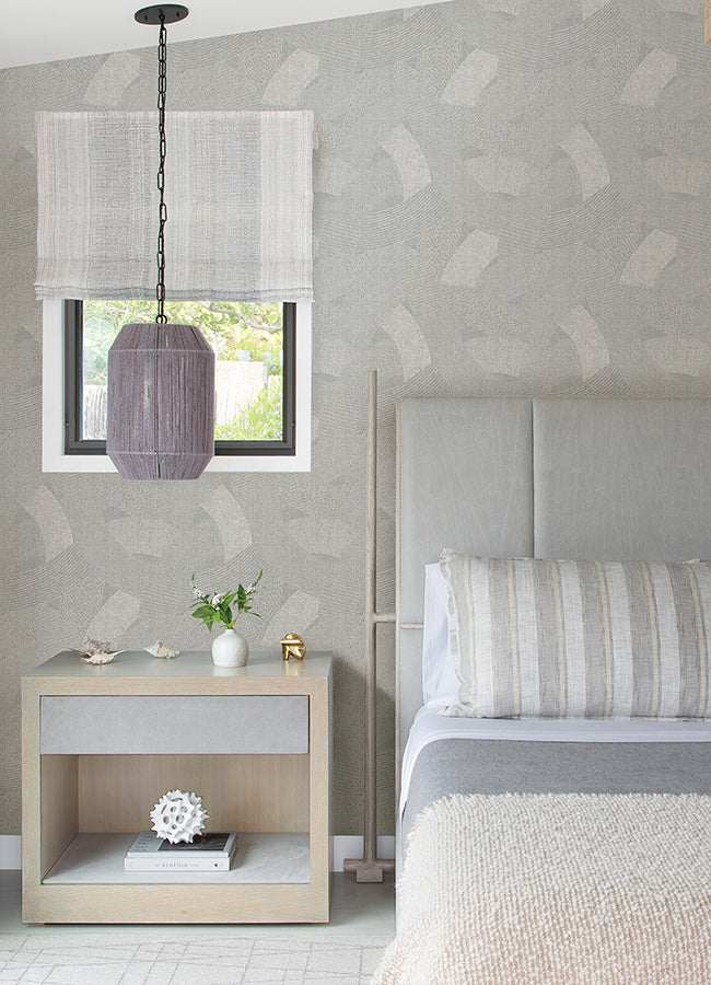 Tania Grey Woven Abstract Wallpaper - Brewster Wallcovering