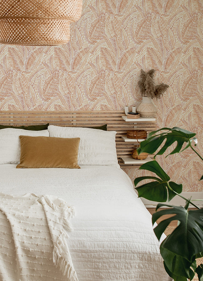 Fildia Orange Botanical Wallpaper  | Brewster Wallcovering - The WorkRm