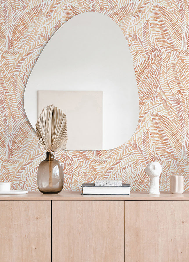 Fildia Orange Botanical Wallpaper  | Brewster Wallcovering - The WorkRm