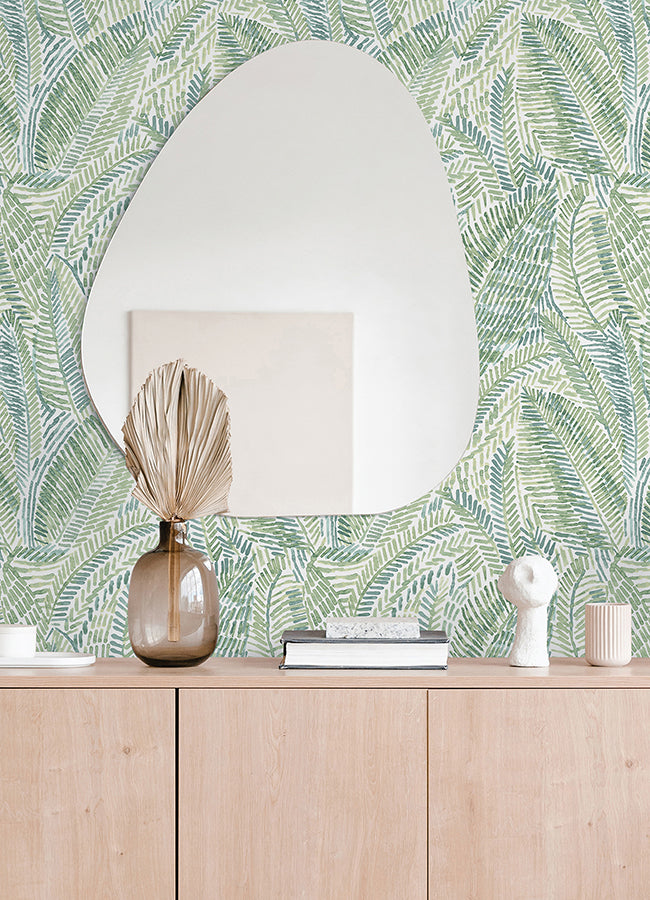 Fildia Green Botanical Wallpaper  | Brewster Wallcovering - The WorkRm