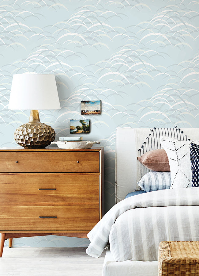 Kasia Sky Blue Abstract Wallpaper  | Brewster Wallcovering - The WorkRm