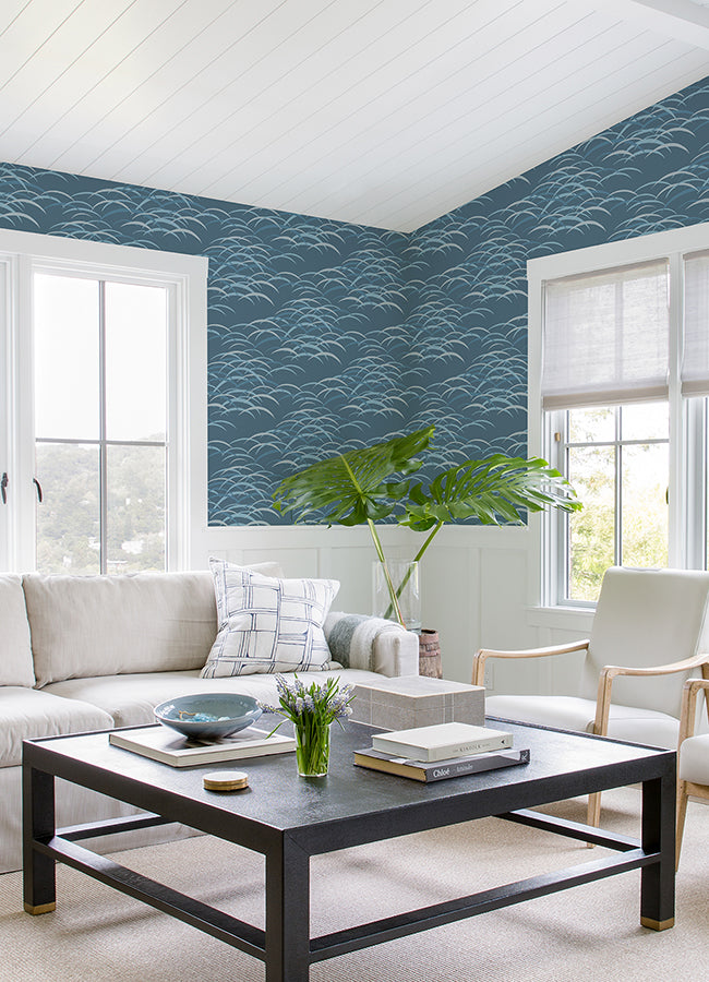 Kasia Dark Blue Abstract Wallpaper  | Brewster Wallcovering - The WorkRm