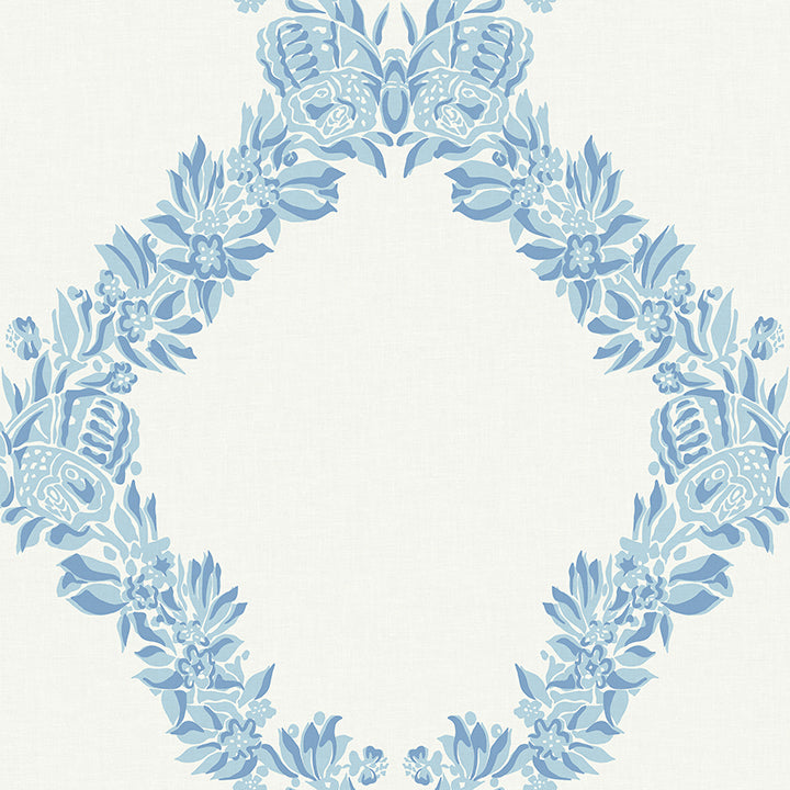 Picture of Sky Blue Wreath Peel and Stick Wallpaper