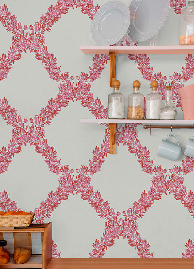 Valentino Wreath Peel and Stick Wallpaper  | Brewster Wallcovering - The WorkRm