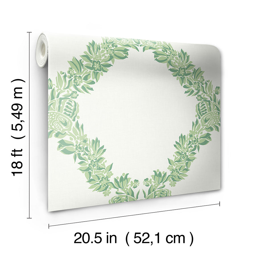 Jade Wreath Peel and Stick Wallpaper  | Brewster Wallcovering - The WorkRm