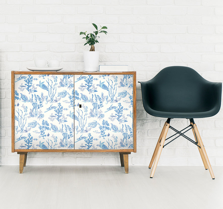 Azure Garparilla Peel and Stick Wallpaper - Brewster Wallcovering