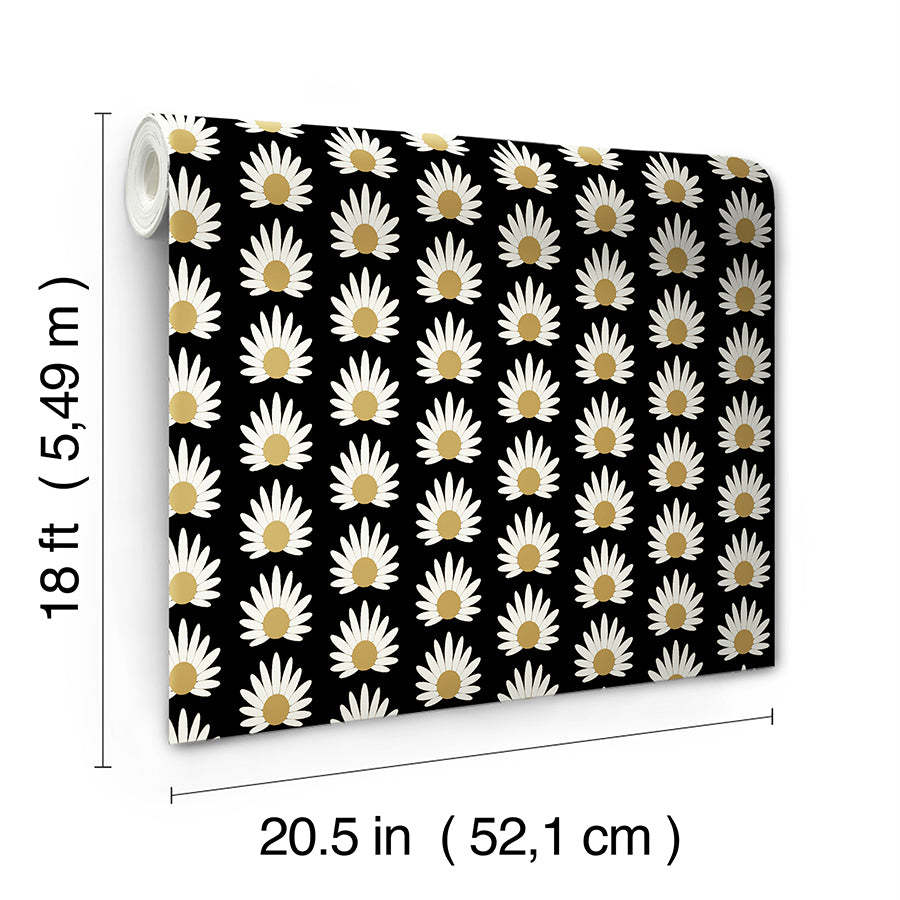 Black Fleur Peel and Stick Wallpaper  | Brewster Wallcovering