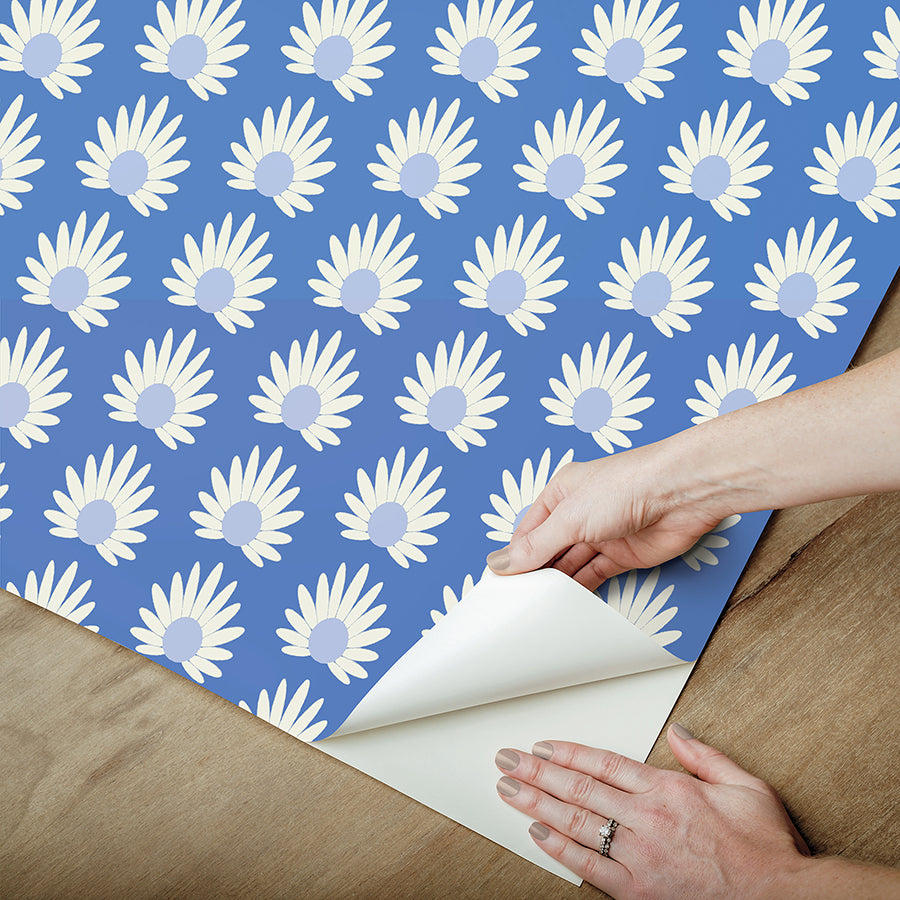 Azure Fleur Peel and Stick Wallpaper  | Brewster Wallcovering