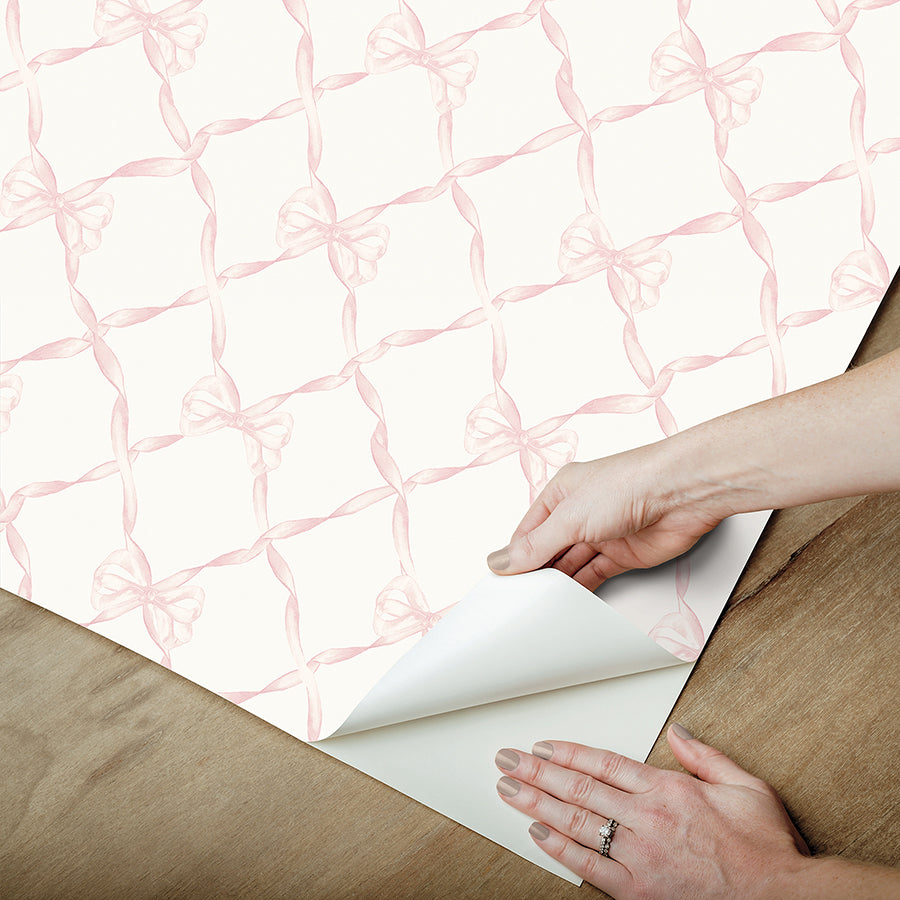 Pink Jam Baby Bow Peel and Stick Wallpaper  | Brewster Wallcovering - The WorkRm