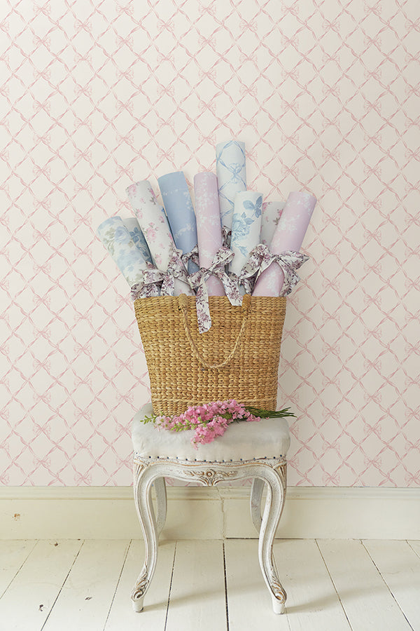 Pink Jam Baby Bow Peel and Stick Wallpaper  | Brewster Wallcovering - The WorkRm