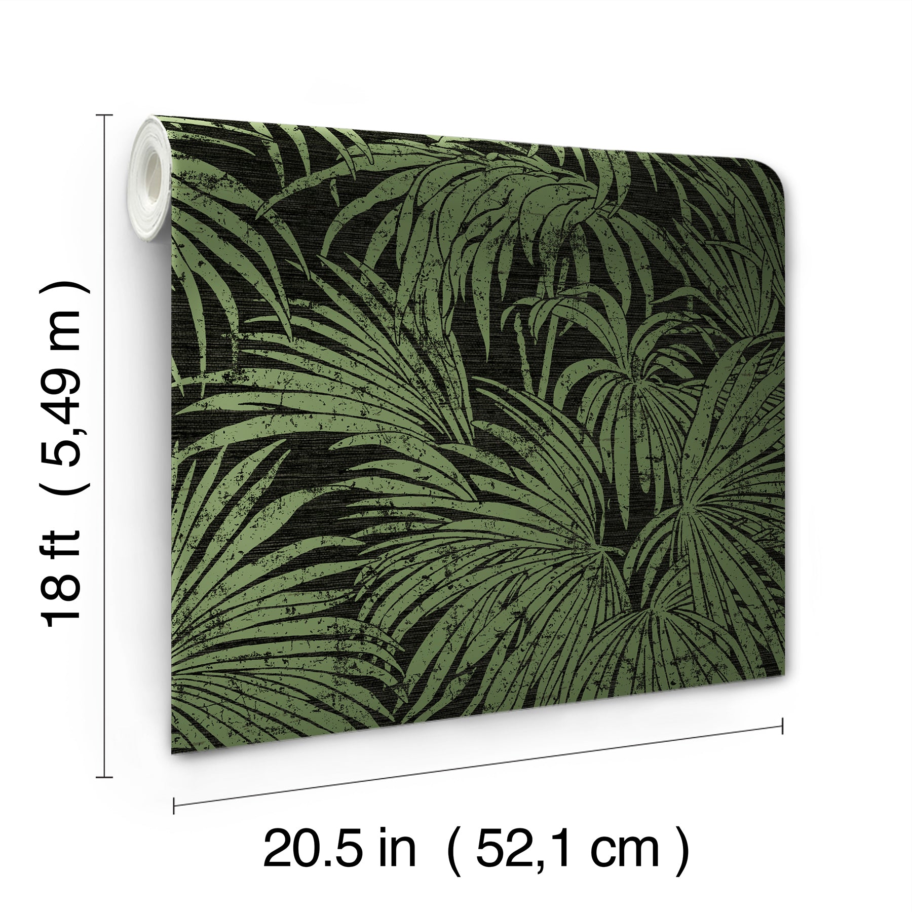 Black & Green Cassava Palm Peel and Stick Wallpaper - Brewster Wallcovering