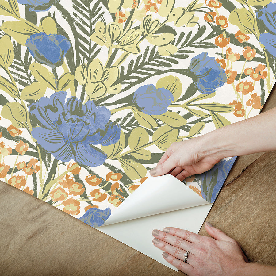 Bright Multi Moody June Blooms Peel and Stick Wallpaper  | Brewster Wallcovering - The WorkRm