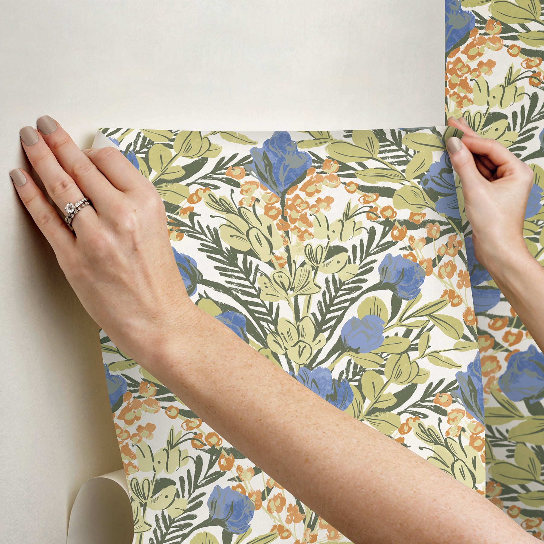 Bright Multi Moody June Blooms Peel and Stick Wallpaper  | Brewster Wallcovering - The WorkRm