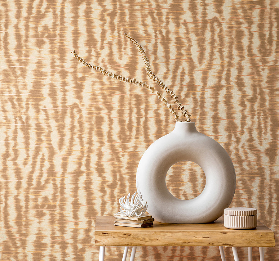 Hartmann Rust Stripe Texture Wallpaper - Brewster Wallcovering