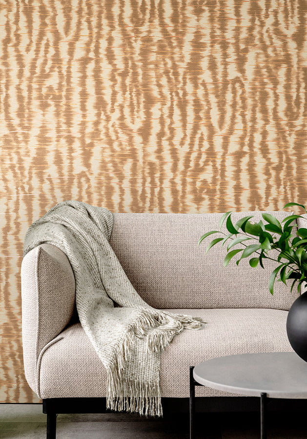 Hartmann Rust Stripe Texture Wallpaper - Brewster Wallcovering