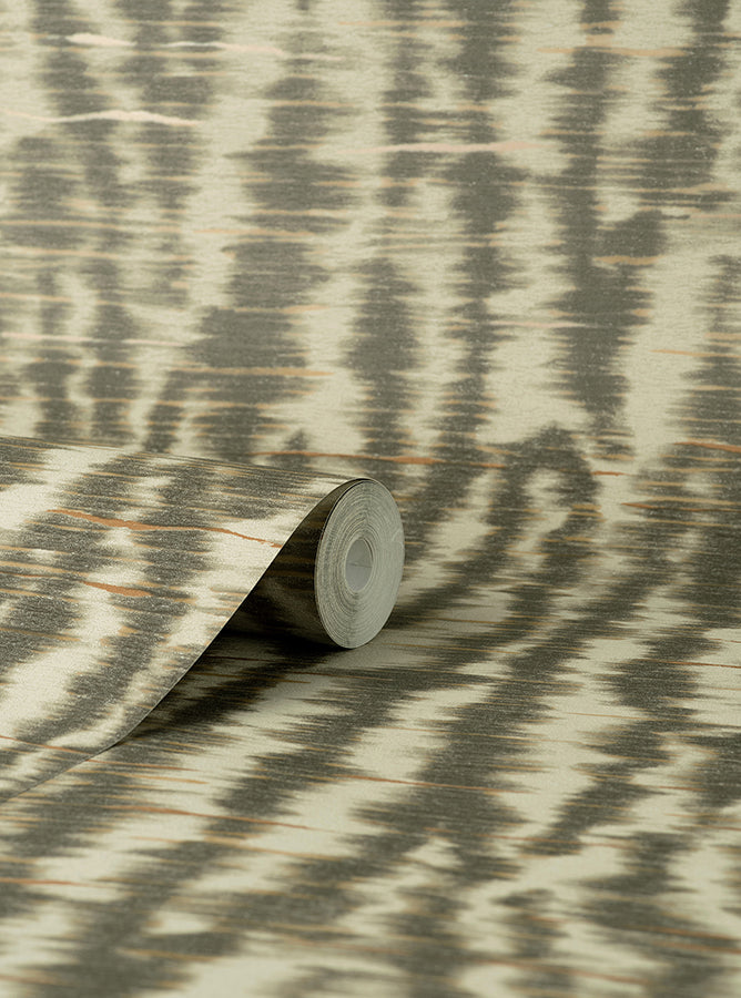 Hartmann Brown Stripe Texture Wallpaper - Brewster Wallcovering