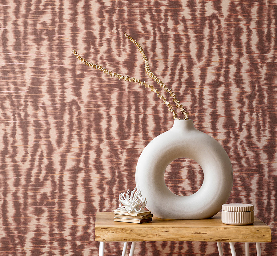 Hartmann Burgundy Stripe Texture Wallpaper - Brewster Wallcovering