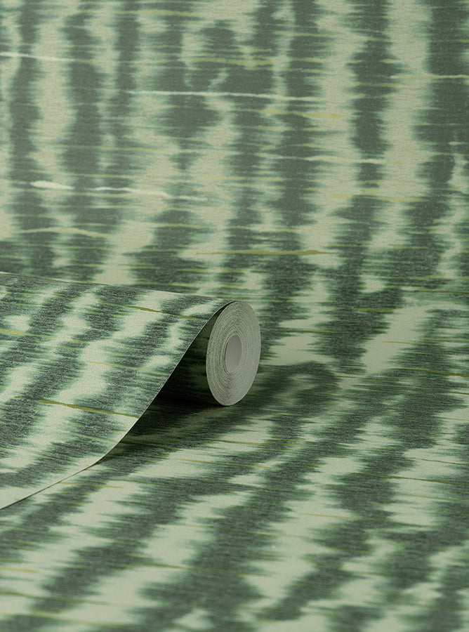 Hartmann Green Stripe Texture Wallpaper - Brewster Wallcovering