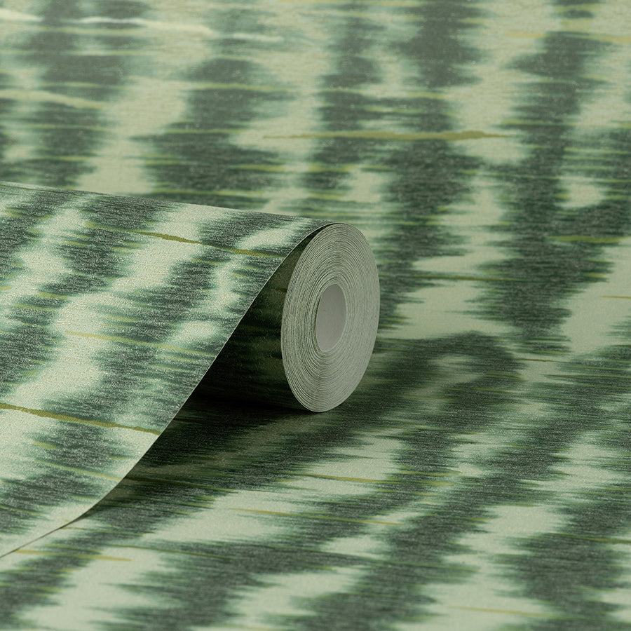 Hartmann Green Stripe Texture Wallpaper - Brewster Wallcovering