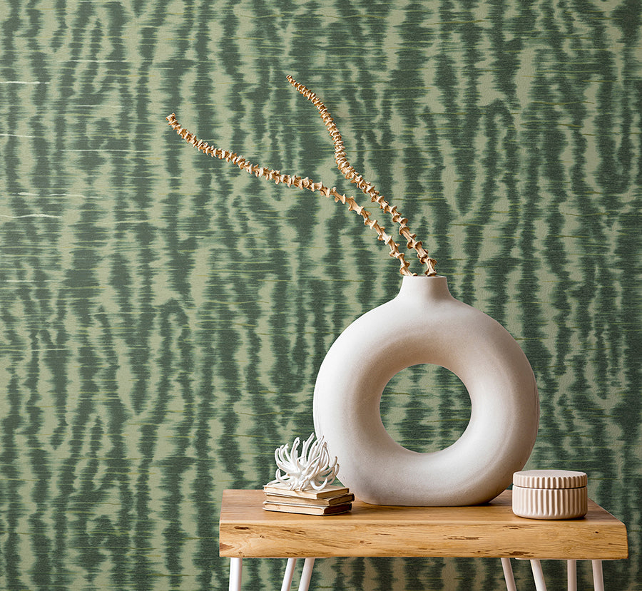 Hartmann Green Stripe Texture Wallpaper - Brewster Wallcovering