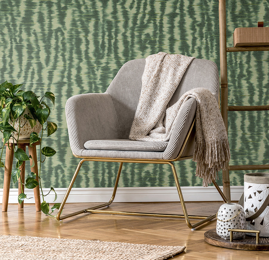 Hartmann Green Stripe Texture Wallpaper - Brewster Wallcovering