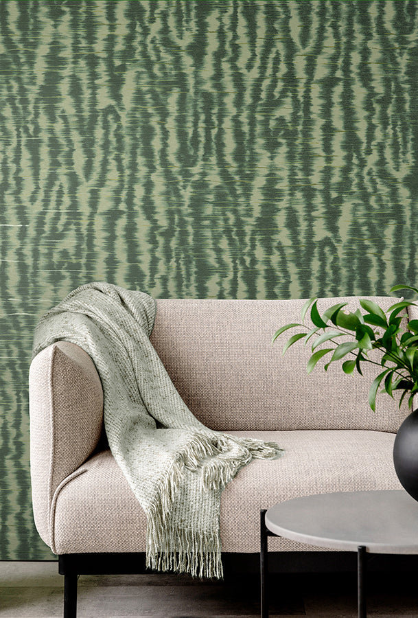 Hartmann Green Stripe Texture Wallpaper - Brewster Wallcovering