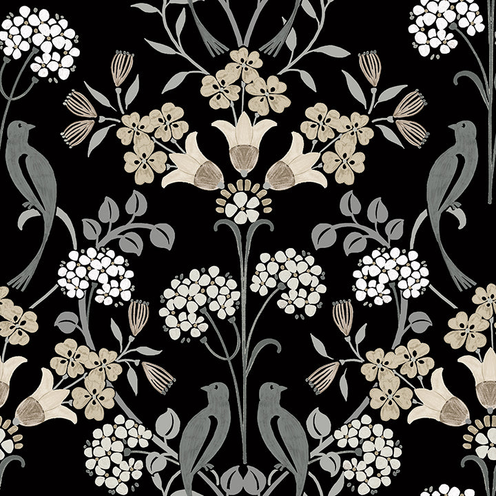 Picture of Black & Neutral Meadow Song Peel and Stick Wallpaper