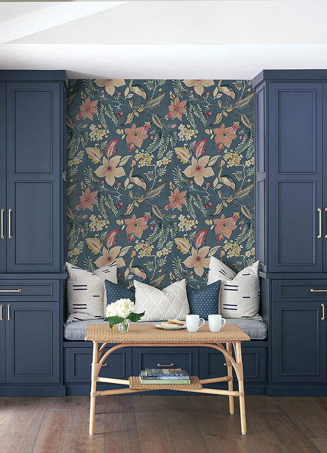 Crestwood Blue Crowned Crane Wallpaper by Scott Living - Brewster Wallcovering