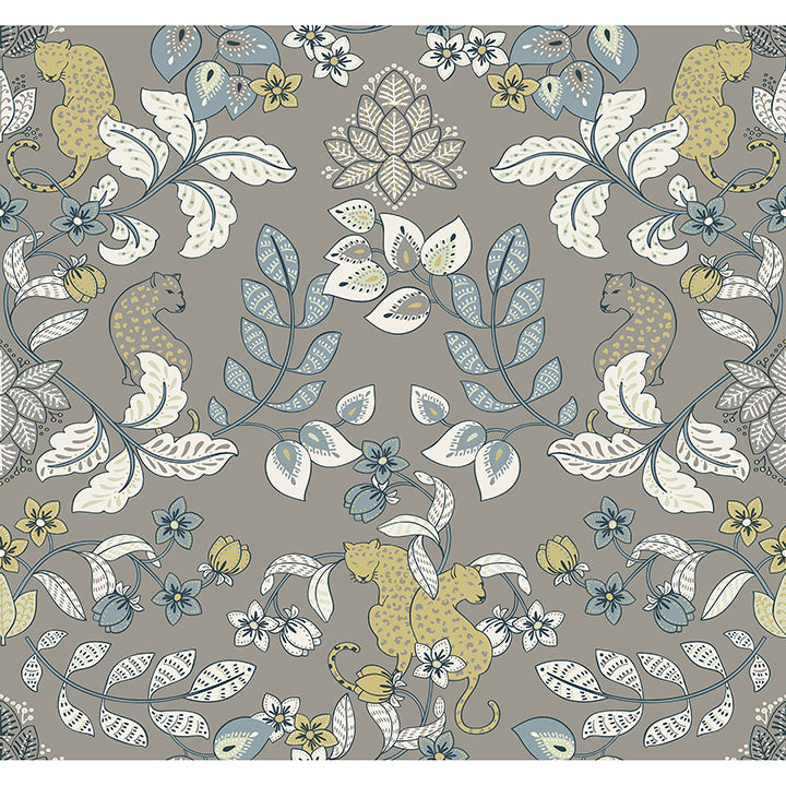 Picture of Getty Grey Jungle Damask Wallpaper by Scott Living