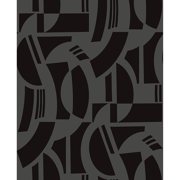 Picture of Carter Black Geometric Flock Wallpaper by Scott Living