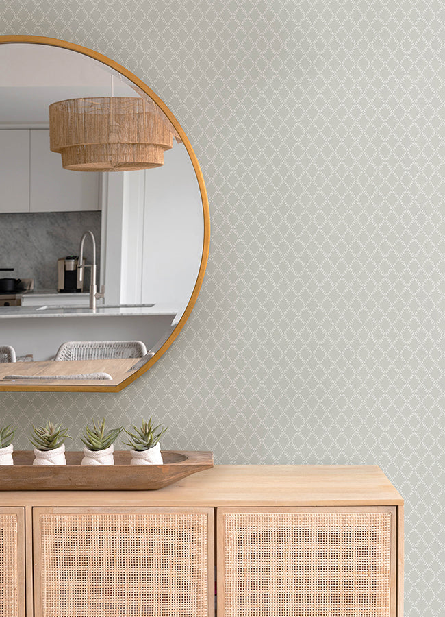 Trevor Grey Leaf Trellis Wallpaper  | Brewster Wallcovering - The WorkRm