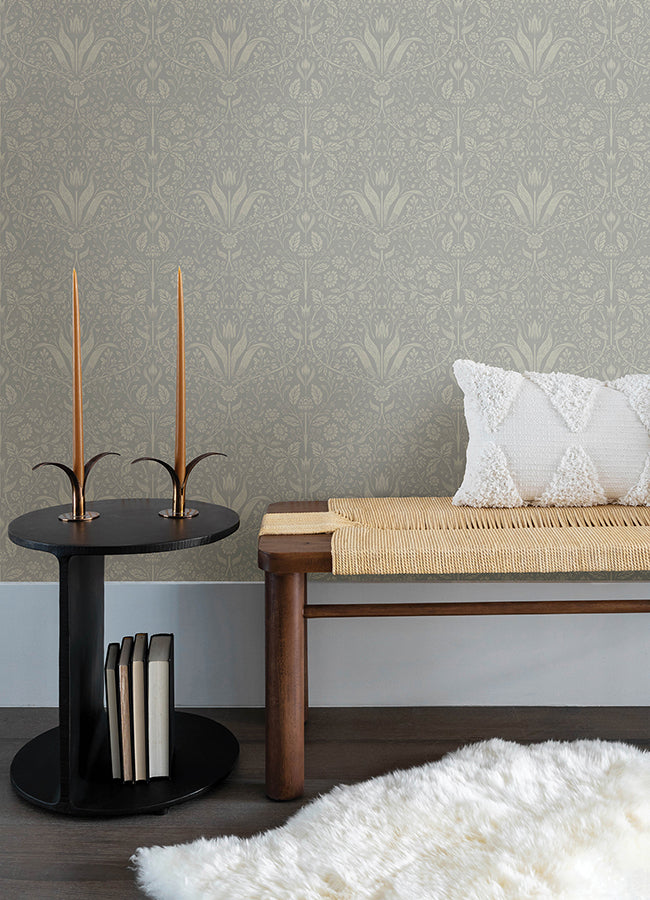 Mara Grey Tulip Ogee Wallpaper  | Brewster Wallcovering - The WorkRm